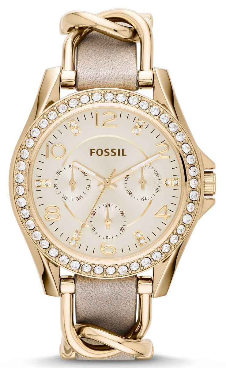  Shop Authentic Fossil Riley White Dial Beige Leather Strap Watch for Women - ES3465 - Luxxuri