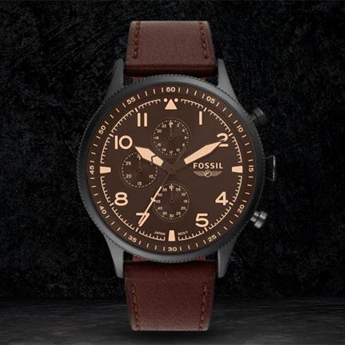  Shop Authentic Fossil Retro Pilot Chronograph Brown Dial Brown Leather Strap Watch for Men - FS5833 - Luxxuri