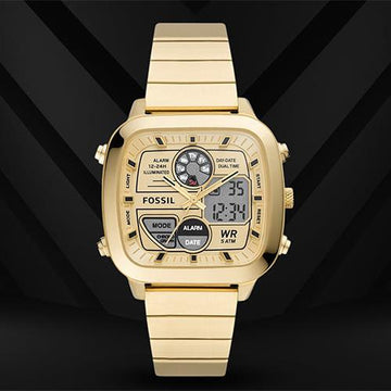  Shop Authentic Fossil Retro Analog-Digital Gold Dial Gold Steel Strap Watch for Men - FS5889 - Luxxuri