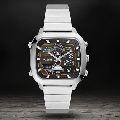  Shop Authentic Fossil Retro Analog-Digital Black Dial Silver Steel Strap Watch for Men - FS5890 - Luxxuri