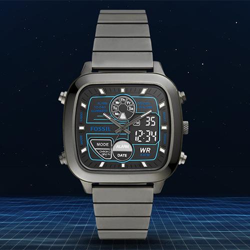 Shop Authentic Fossil Retro Analog-Digital Black Dial Grey Steel Strap Watch for Men - FS5892 - Luxxuri