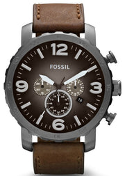  Shop Authentic Fossil Nate Chronograph Grey Dial Brown Leather Strap Watch for Men - JR1424 - Luxxuri