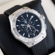  Shop Authentic Tag Heuer Aquaracer Chronograph Black Dial Black Rubber Strap Watch for Men - CAY1110.FT6041 - Luxxuri