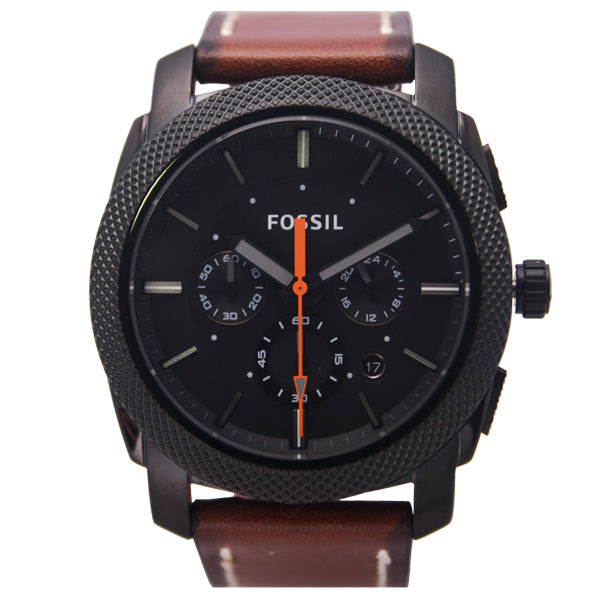  Shop Authentic Fossil Machine Chronograph Black Dial Brown Leather Strap Watch for Men - FS5234 - Luxxuri