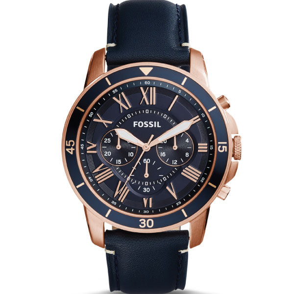  Shop Authentic Fossil Grant Sport Chronograph Blue Dial Blue Leather Strap Watch for Men - FS5237 - Luxxuri