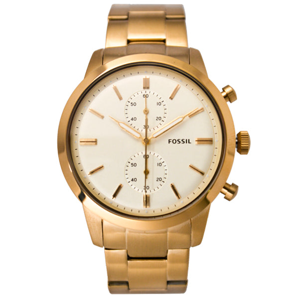  Shop Authentic Fossil Townsman Chronograph White Dial Gold Steel Strap Watch for Men - FS5348 - Luxxuri