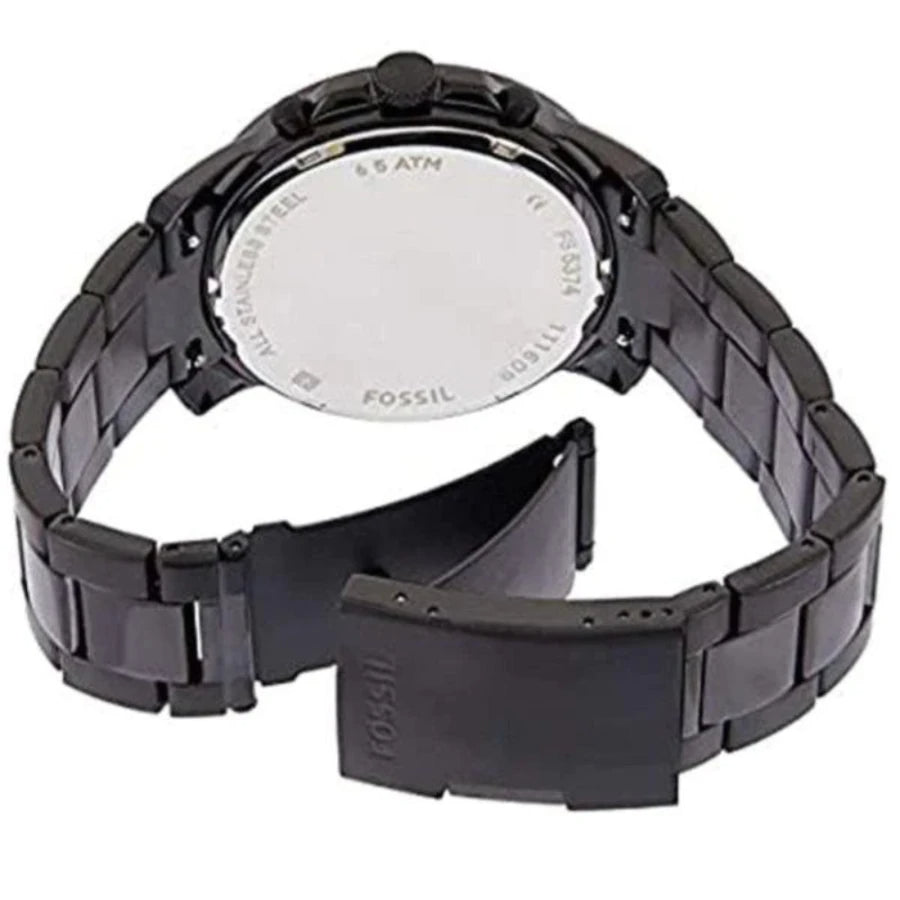  Shop Authentic Fossil Grant Sport Chronograph Black Dial Black Steel Strap Watch for Men - FS5374 - Luxxuri