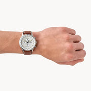 Shop Authentic Fossil Retro Pilot Chronograph Silver Dial Brown Leather Strap Watch for Men - FS5809 - Luxxuri