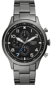  Shop Authentic Fossil Retro Pilot Chronograph Black Dial Grey Steel Strap Watch for Men - FS5834 - Luxxuri