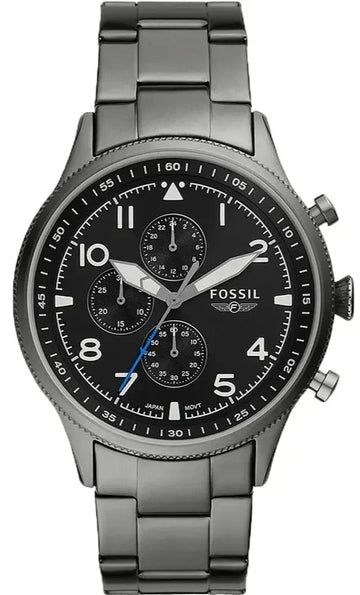  Shop Authentic Fossil Retro Pilot Chronograph Black Dial Grey Steel Strap Watch for Men - FS5834 - Luxxuri