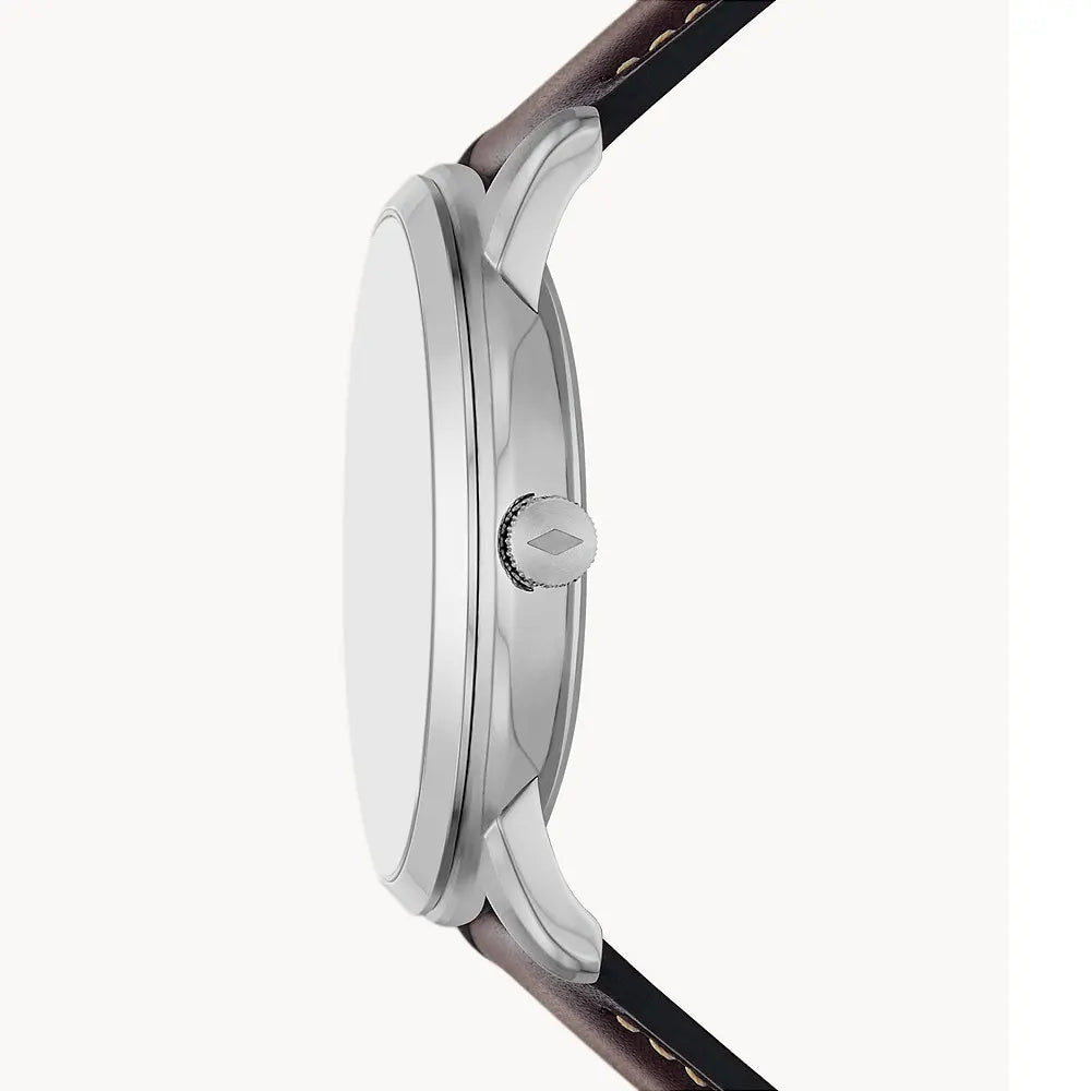 Shop Authentic Fossil Neutra Minimalist Moonphase Silver Dial Brown Leather Strap Watch for Men - FS5905 - Luxxuri
