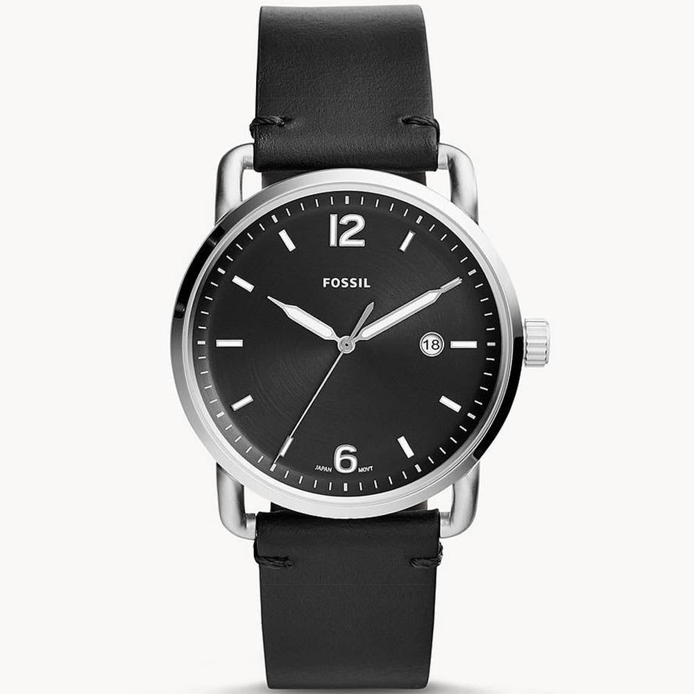  Shop Authentic Fossil The Commuter Black Dial Black Leather Strap Watch for Men - FS5406 - Luxxuri