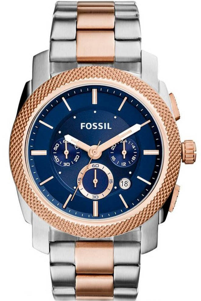  Shop Authentic Fossil Machine Blue Dial Two Tone Steel Strap Watch for Men - FS5037 - Luxxuri