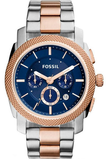  Shop Authentic Fossil Machine Blue Dial Two Tone Steel Strap Watch for Men - FS5037 - Luxxuri