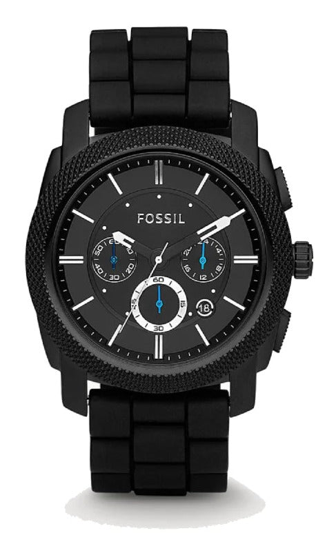  Shop Authentic Fossil Machine Chronograph Black Dial Black Silicone Strap Watch for Men - FS4487 - Luxxuri