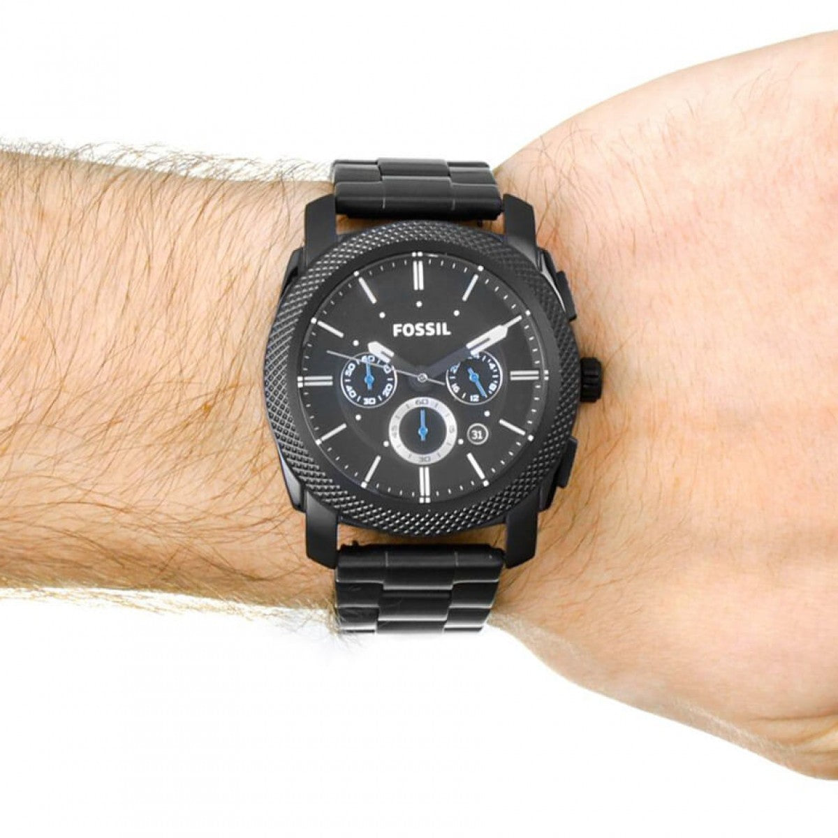  Shop Authentic Fossil Machine Chronograph Black Dial Black Steel Strap Watch for Men - FS4552 - Luxxuri