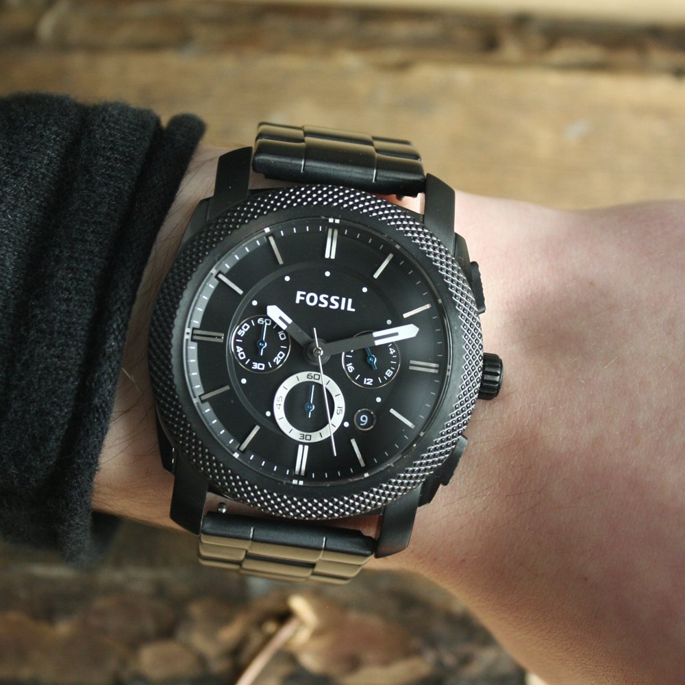  Shop Authentic Fossil Machine Chronograph Black Dial Black Steel Strap Watch for Men - FS4552 - Luxxuri