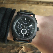  Shop Authentic Fossil Machine Chronograph Black Dial Black Steel Strap Watch for Men - FS4552 - Luxxuri