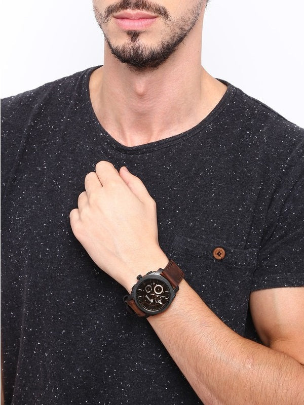  Shop Authentic Fossil Machine Flight Chronograph Brown Dial Brown Leather Strap Watch for Men - FS4656 - Luxxuri
