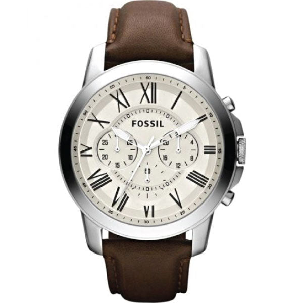  Shop Authentic Fossil Grant Chronograph White Dial Brown Leather Strap Watch for Men - FS4735 - Luxxuri