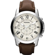  Shop Authentic Fossil Grant Chronograph White Dial Brown Leather Strap Watch for Men - FS4735 - Luxxuri