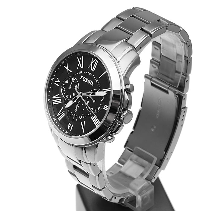  Shop Authentic Fossil Grant Chronograph Black Dial Silver Steel Strap Watch for Men - FS4736 - Luxxuri