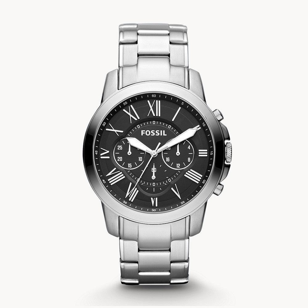  Shop Authentic Fossil Grant Chronograph Black Dial Silver Steel Strap Watch for Men - FS4736 - Luxxuri