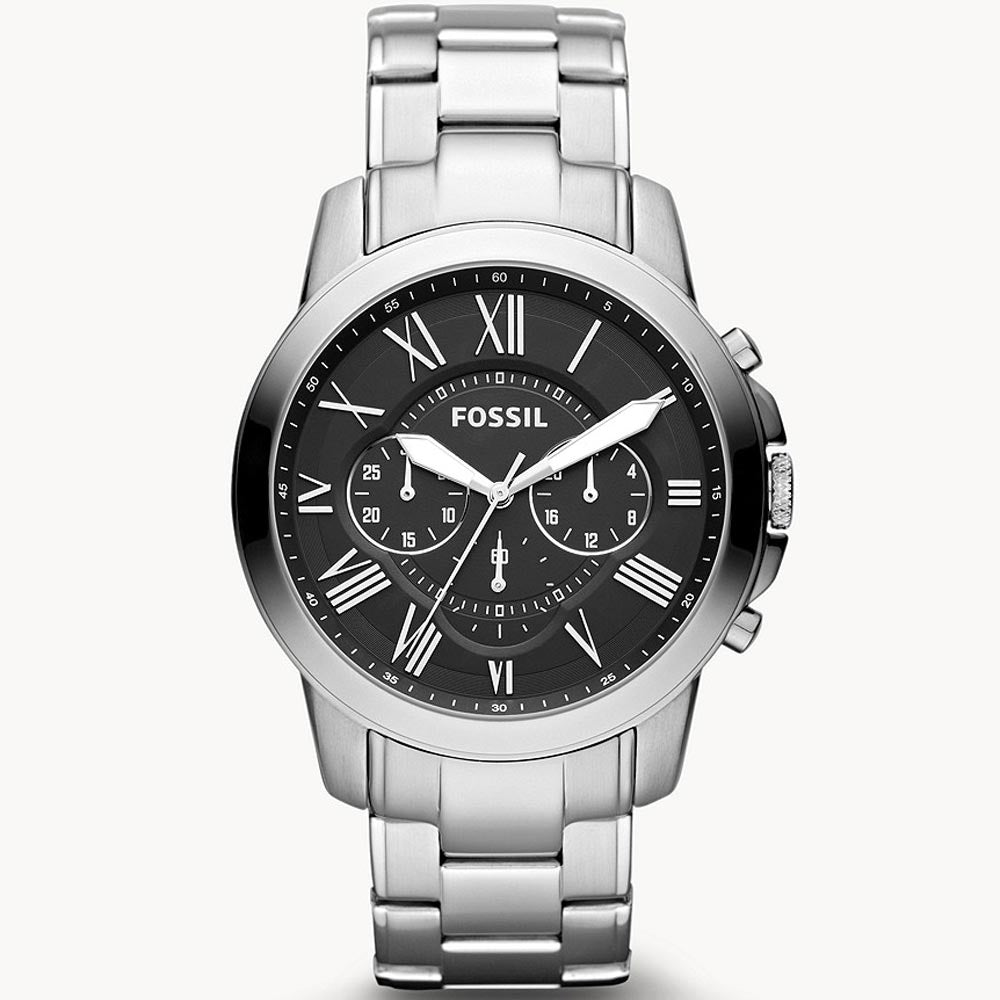  Shop Authentic Fossil Grant Chronograph Black Dial Silver Steel Strap Watch for Men - FS4736 - Luxxuri