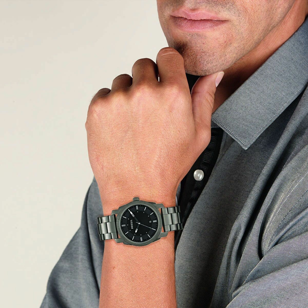  Shop Authentic Fossil Machine Chronograph Black Dial Grey Steel Strap Watch for Men - FS4774 - Luxxuri