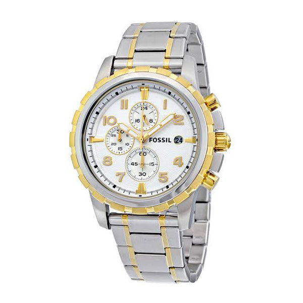  Shop Authentic Fossil Dean Chronograph White Dial Silver Steel Strap Watch for Men - FS4795 - Luxxuri