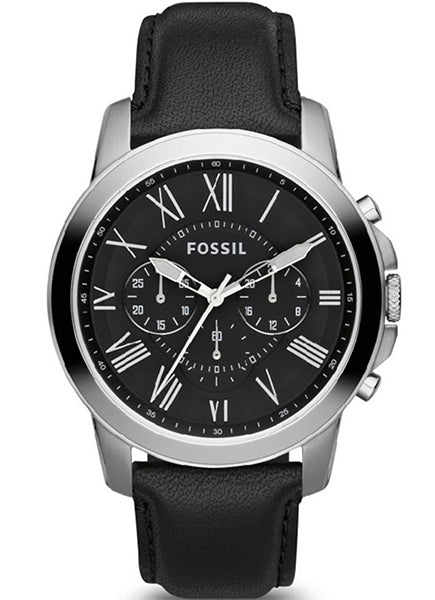  Shop Authentic Fossil Grant Chronograph Black Dial Black Leather Strap Watch for Men - FS4812 - Luxxuri