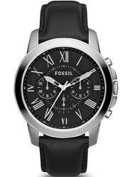  Shop Authentic Fossil Grant Chronograph Black Dial Black Leather Strap Watch for Men - FS4812 - Luxxuri