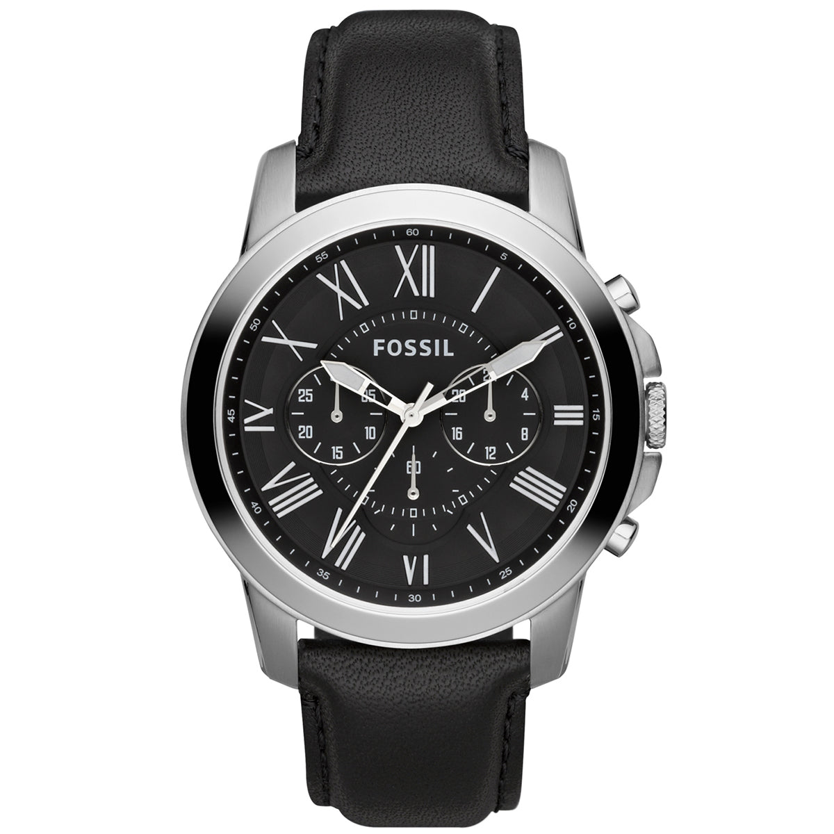  Shop Authentic Fossil Grant Chronograph Black Dial Black Leather Strap Watch for Men - FS4812 - Luxxuri
