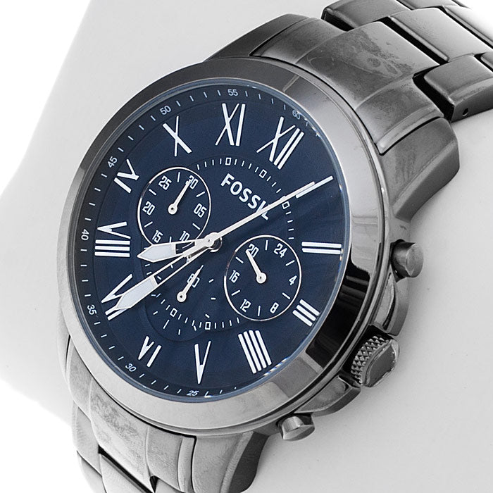  Shop Authentic Fossil Grant Chronograph Blue Dial Grey Steel Strap Watch for Men - FS4831 - Luxxuri