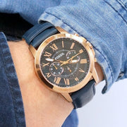  Shop Authentic Fossil Grant Chronograph Blue Dial Blue Leather Strap Watch for Men - FS4835 - Luxxuri