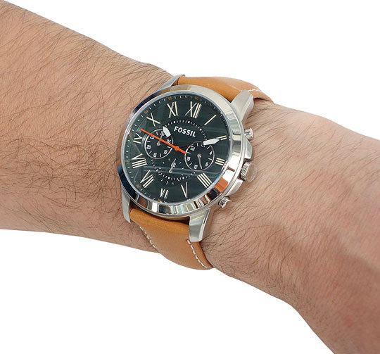  Shop Authentic Fossil Grant Chronograph Green Dial Brown Leather Strap Watch for Men - FS4918 - Luxxuri