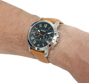  Shop Authentic Fossil Grant Chronograph Green Dial Brown Leather Strap Watch for Men - FS4918 - Luxxuri