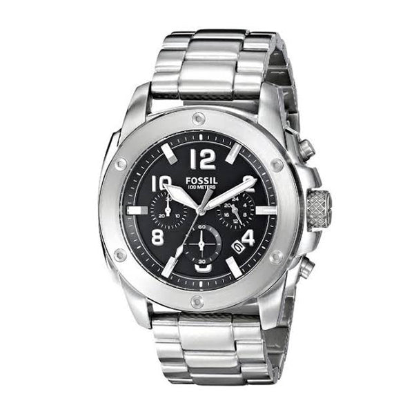  Shop Authentic Fossil Modern Machine Black Dial Silver Steel Strap Watch for Men - FS4926 - Luxxuri