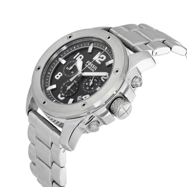  Shop Authentic Fossil Modern Machine Black Dial Silver Steel Strap Watch for Men - FS4926 - Luxxuri