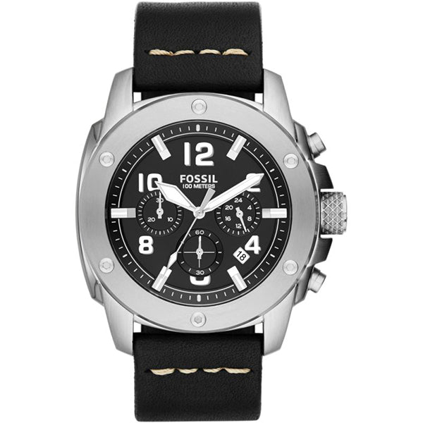  Shop Authentic Fossil Modern Machine Chronograph Black Dial Black Leather Strap Watch for Men - FS4928 - Luxxuri
