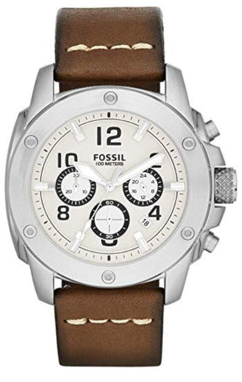  Shop Authentic Fossil Modern Machine White Dial Brown Leather Strap Watch for Men - FS4929 - Luxxuri