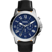 Shop Authentic Fossil Grant Chronograph Blue Dial Black Leather Strap Watch for Men - FS4990 - Luxxuri