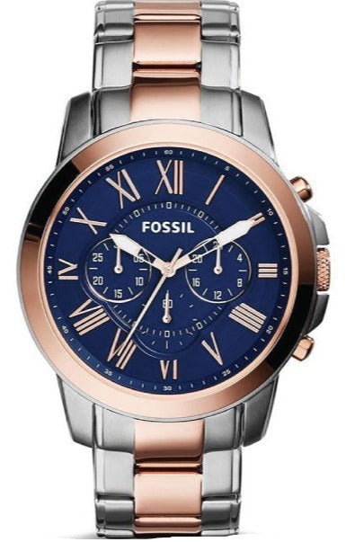  Shop Authentic Fossil Grant Chronograph Blue Dial Two Tone Steel Strap Watch for Men - FS5024 - Luxxuri
