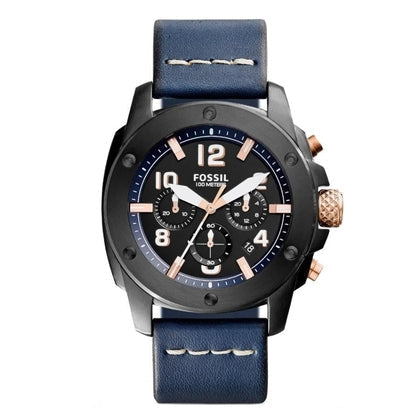  Shop Authentic Fossil Modern Machine Chronograph Black Dial Blue Leather Strap Watch for Men - FS5066 - Luxxuri