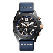 Shop Authentic Fossil Modern Machine Chronograph Black Dial Blue Leather Strap Watch for Men - FS5066 - Luxxuri