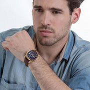  Shop Authentic Fossil Grant Chronograph Blue Dial Brown Leather Strap Watch for Men - FS5068 - Luxxuri