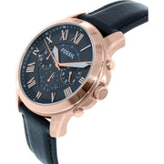  Shop Authentic Fossil Grant Chronograph Grey Dial Black Leather Strap Watch for Men - FS5085 - Luxxuri