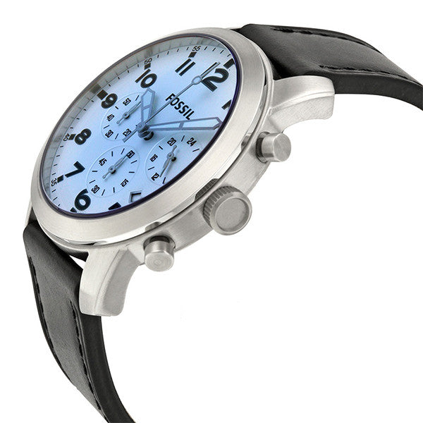  Shop Authentic Fossil Pilot Chronograph Sky Blue Dial Black Leather Strap Watch for Men - FS5162 - Luxxuri