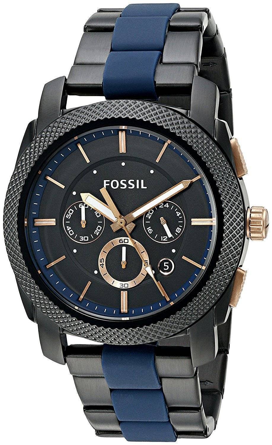  Shop Authentic Fossil Machine Chronograph Black Dial Two Tone Steel Strap Watch for Men - FS5164 - Luxxuri