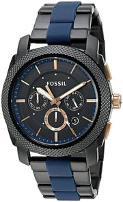  Shop Authentic Fossil Machine Chronograph Black Dial Two Tone Steel Strap Watch for Men - FS5164 - Luxxuri